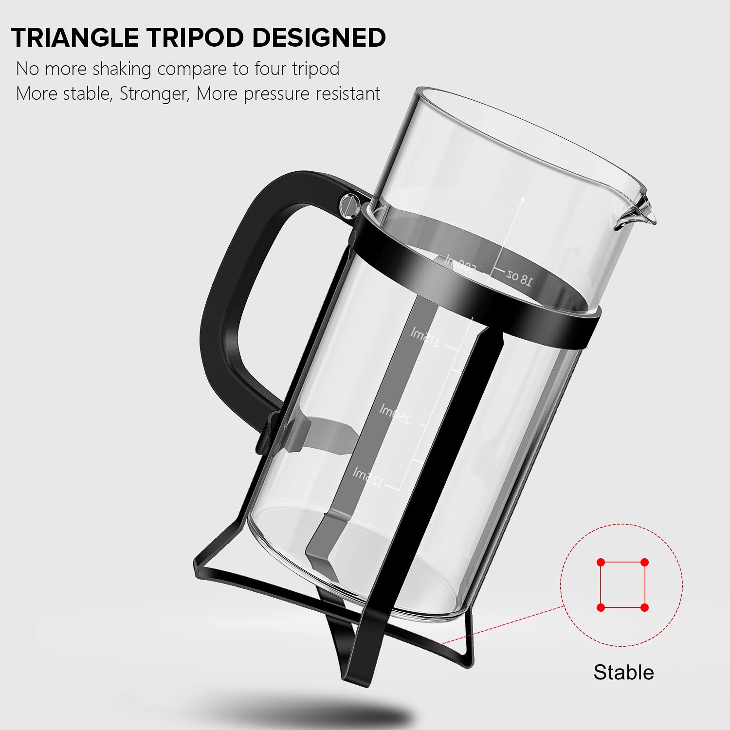QUQIYSO French Press lid and pour design for safe, precise pouring