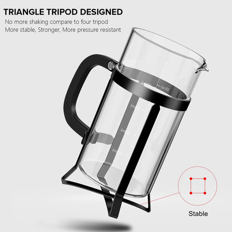 QUQIYSO French Press lid and pour design for safe, precise pouring