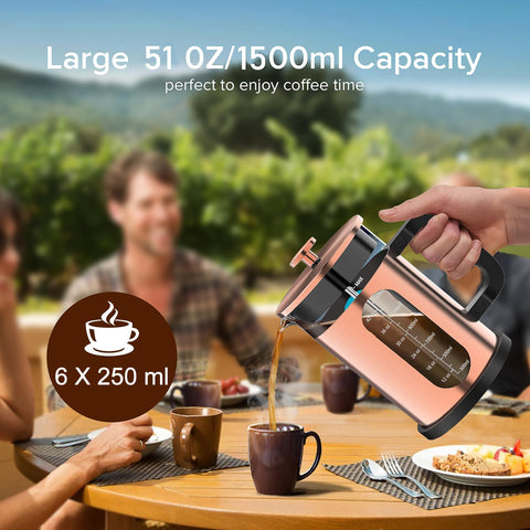 QUQIYSO French Press sturdy base supports stable, mess-free pours