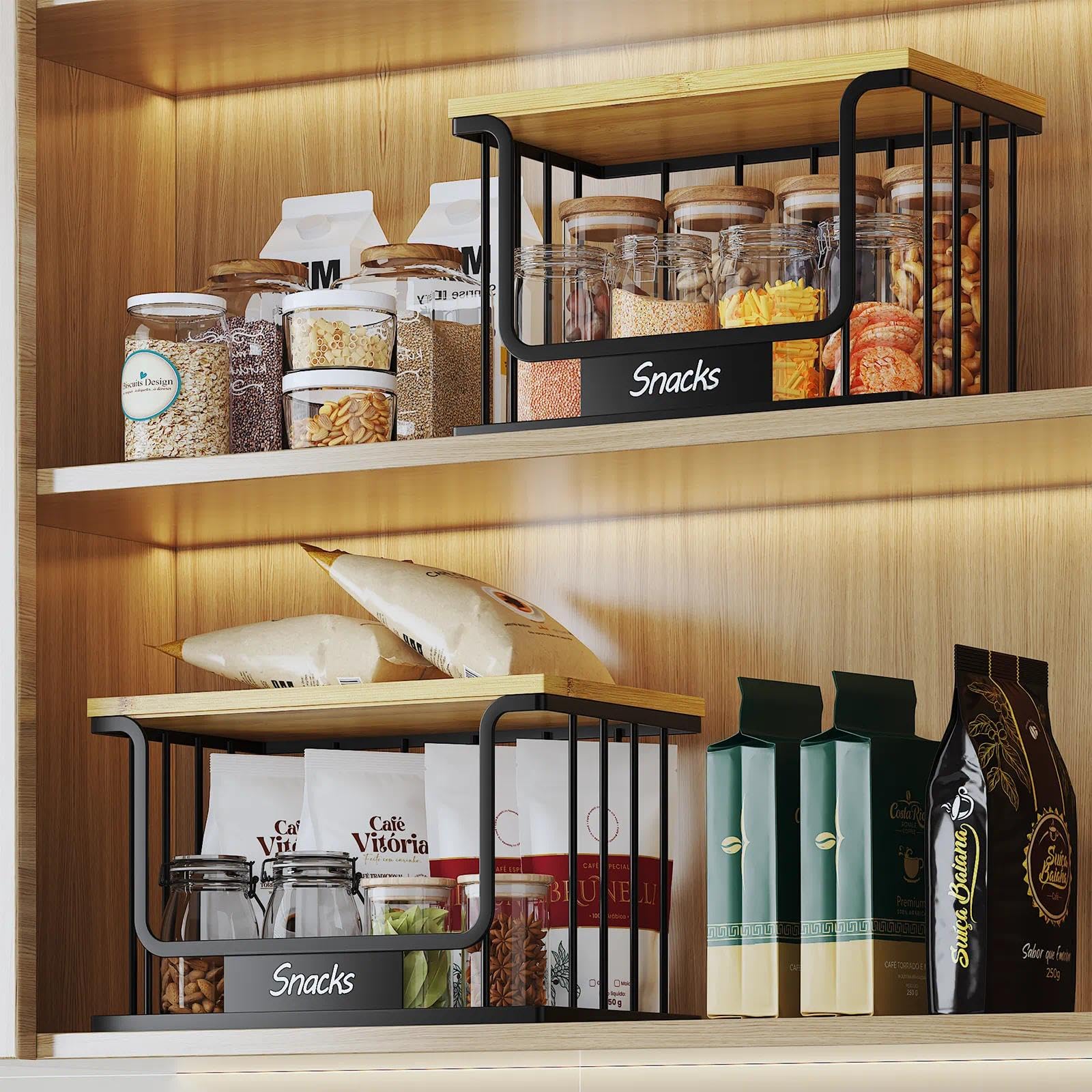 Quszmd kitchen storage keeps fresh produce visible and reachable.
