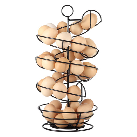 QUTREY black metal egg skelter with basket for organized eggs.