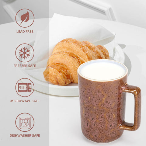 QUTREY 15oz mug offers comfortable handle for easy gripping during latte or cocoa.