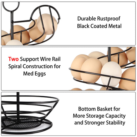 QUTREY spiral egg dispenser close-up highlighting 360° rotation and date-friendly ordering