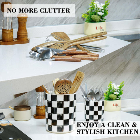 Quuavio Dual utensil holders on counter for versatile storage