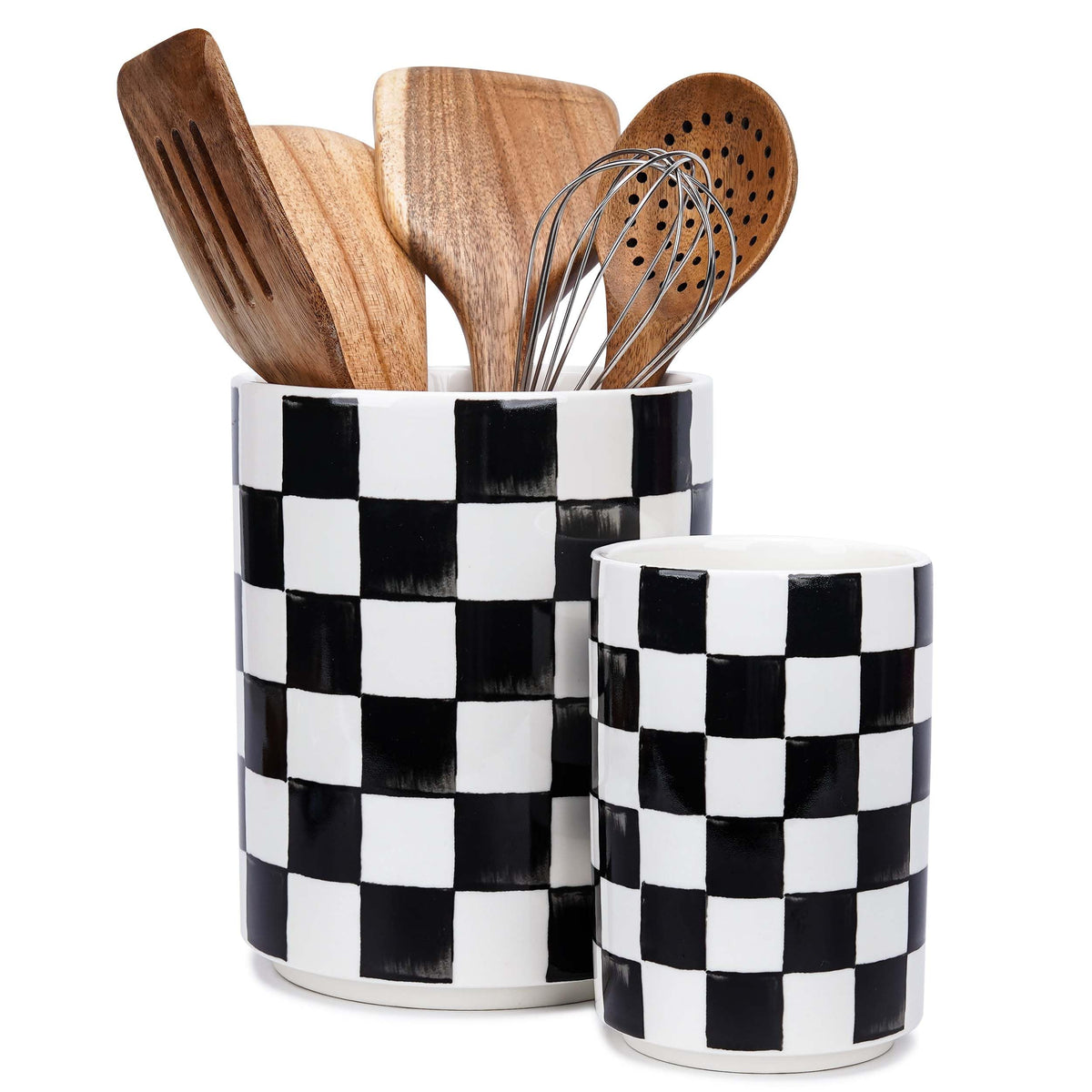 Quuavio Checkered Utensil Holder large front view for sturdy counter organization