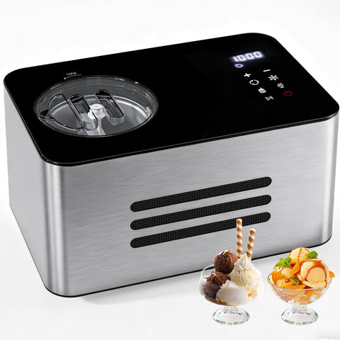 QUWRI ice cream maker compressor enables fast, no pre-freeze dessert preparation.