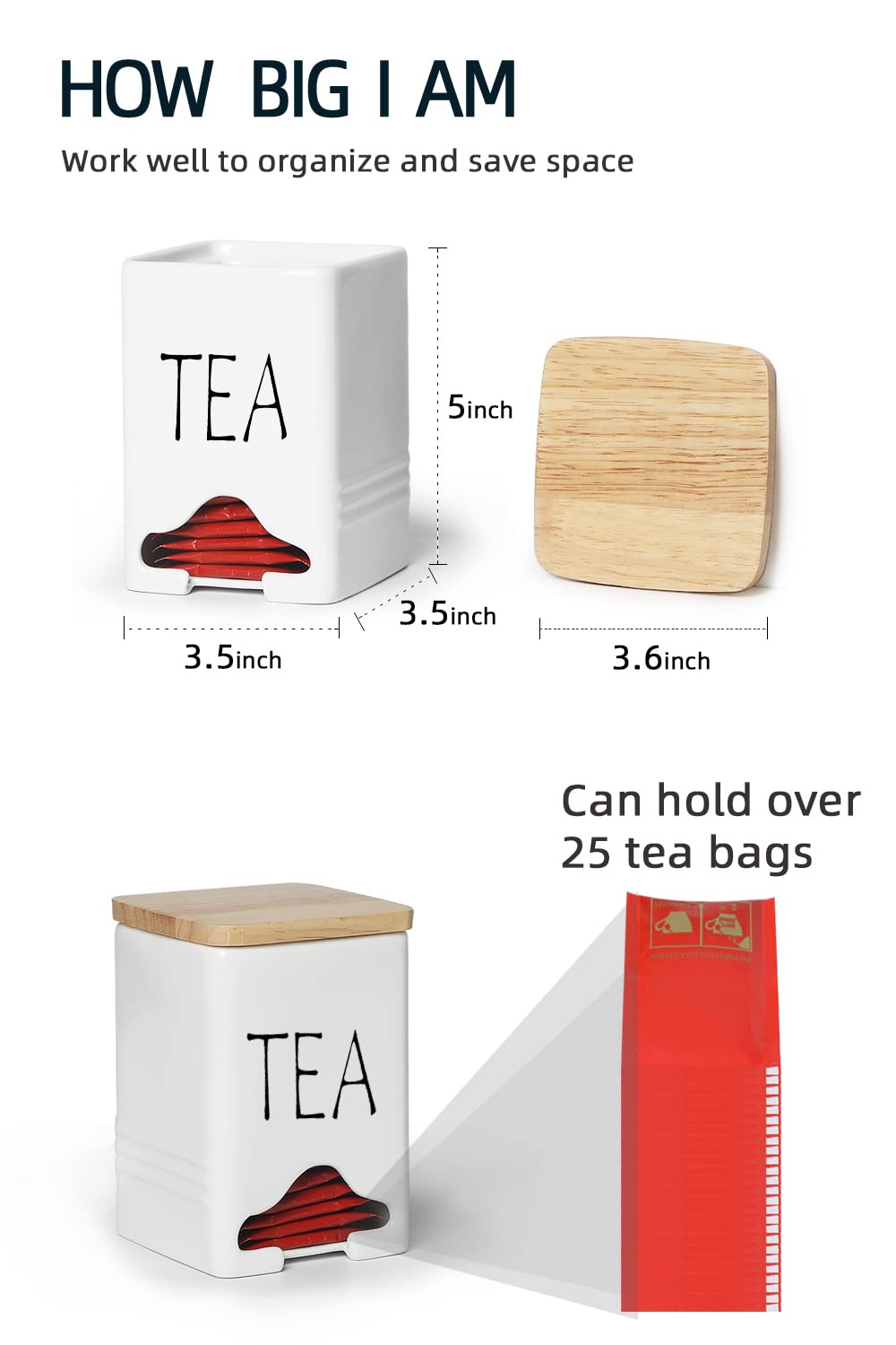 QUXIJA ceramic tea storage keeps counter clean and easy to wipe