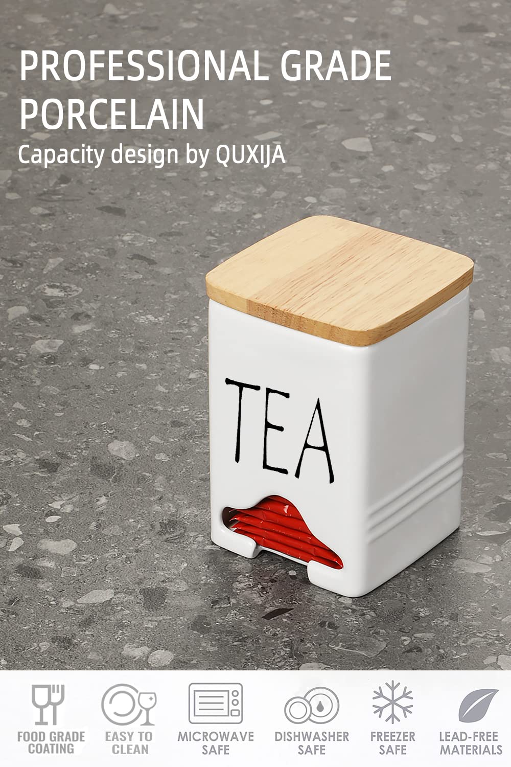 QUXIJA tea bag organizer for desk or counter, within reach