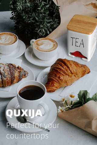 QUXIJA ceramic tea bag caddy compact design fits small countertops