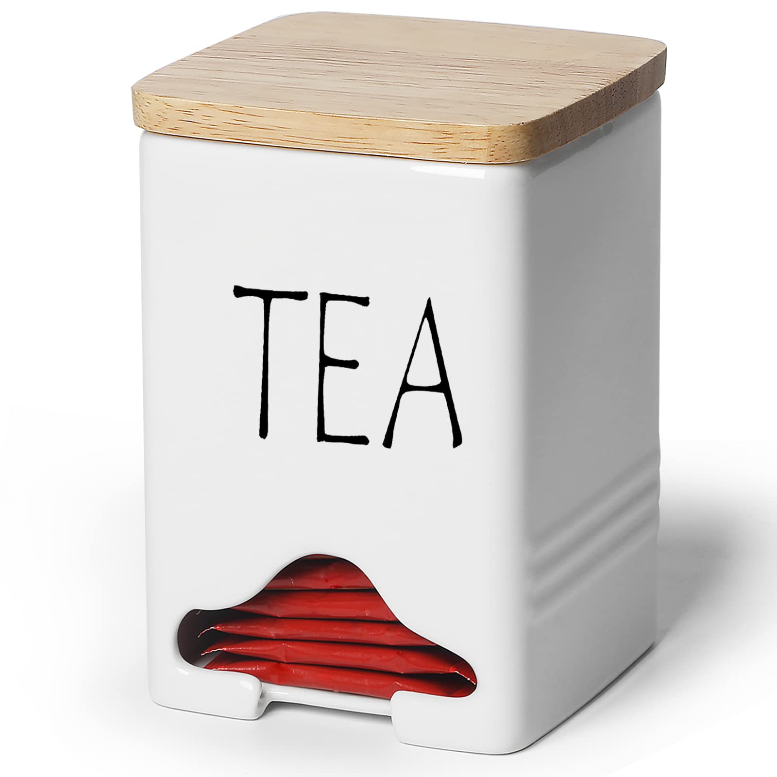 QUXIJA Tea Bag Holder with lid in white for organized tea time