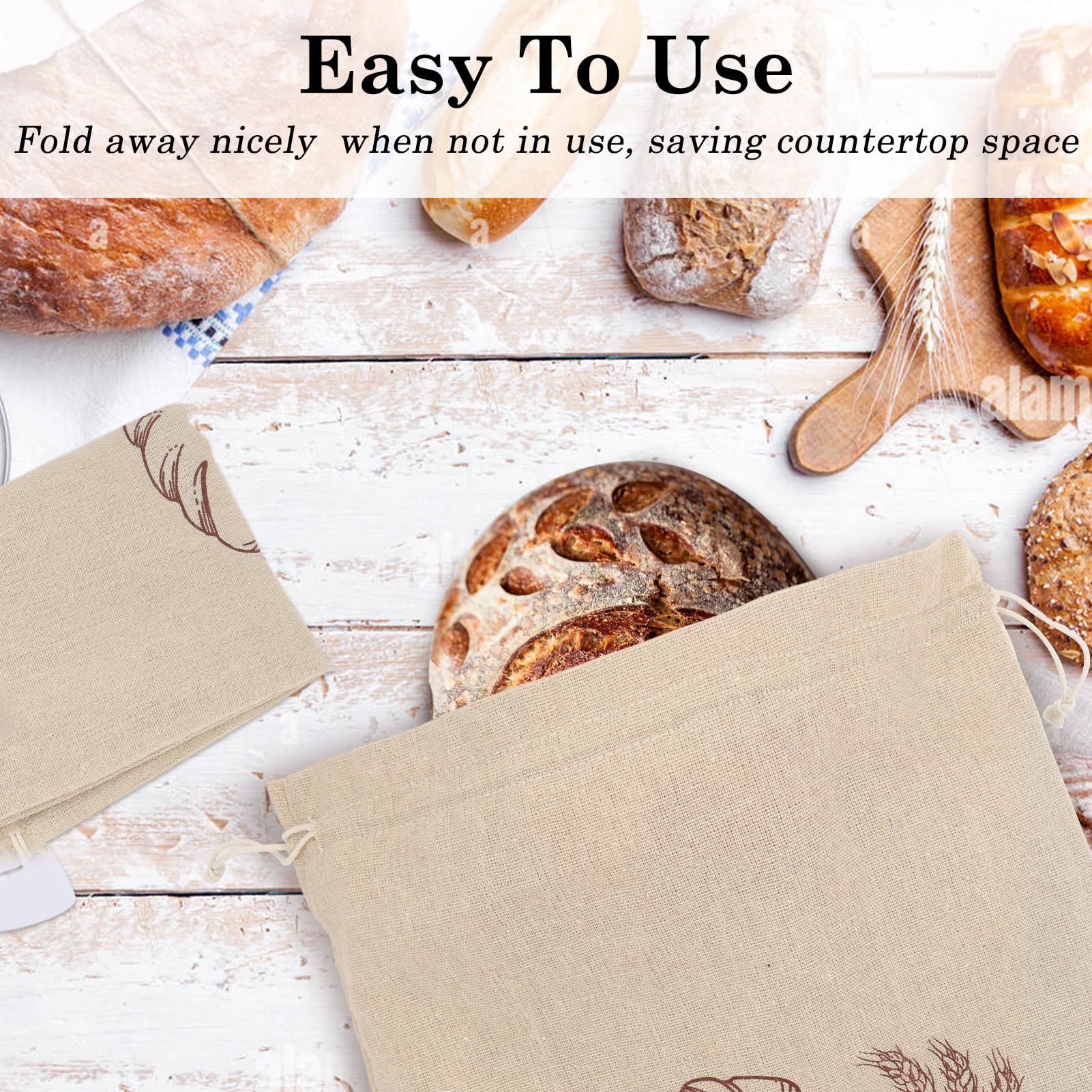 QUYANGCHIFENG bread bags folded compactly to save counter space.