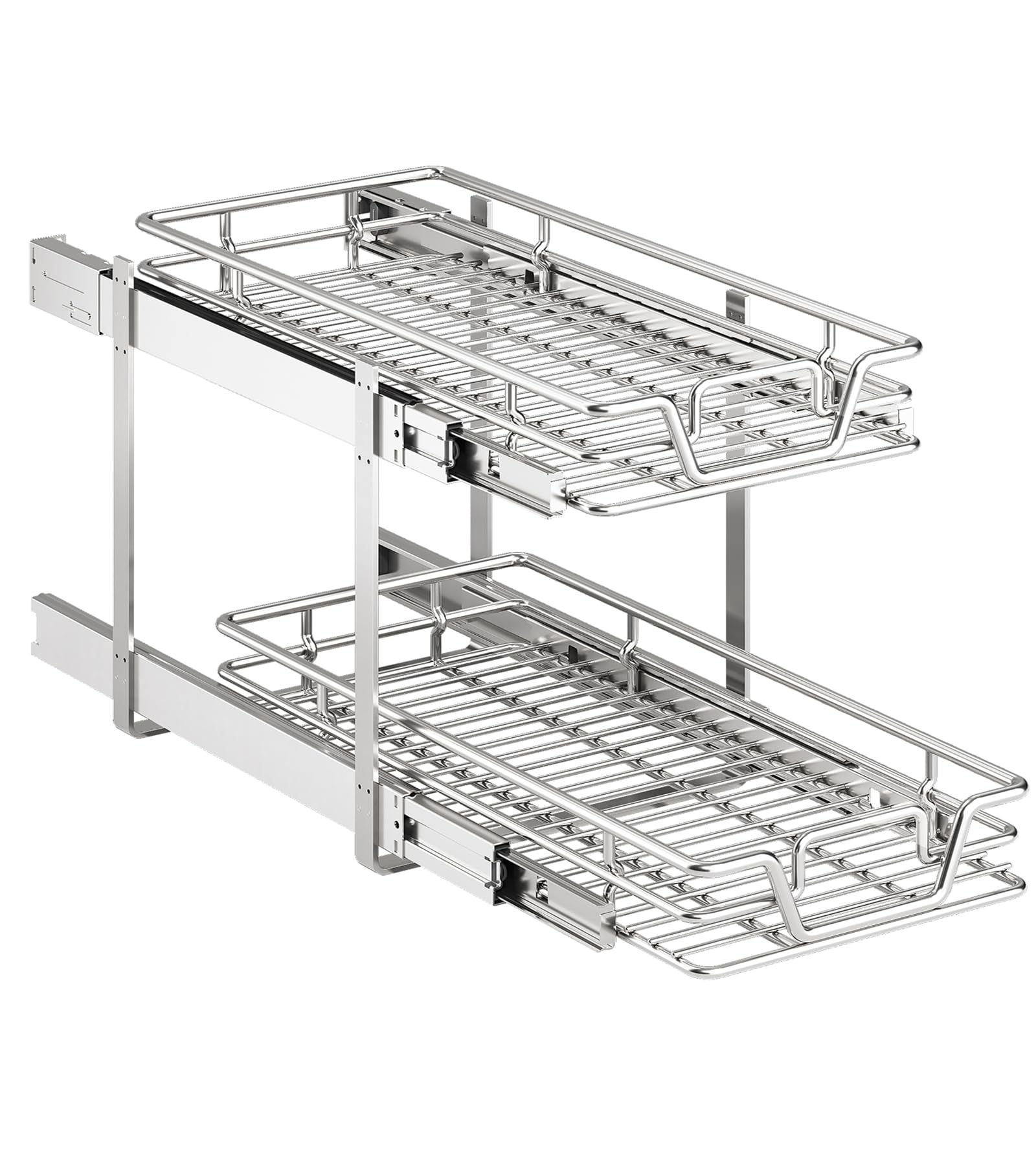 QUYUWU 2-tier pull-out organizer front view for easy cabinet access.