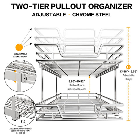 QUYUWU kitchen cabinet organizer in use demonstrates versatile storage.