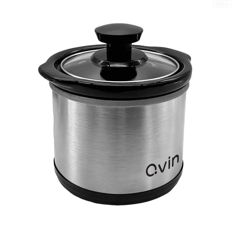 Qvin 0.65qt portable cooker keeps sauces warm for small gatherings.
