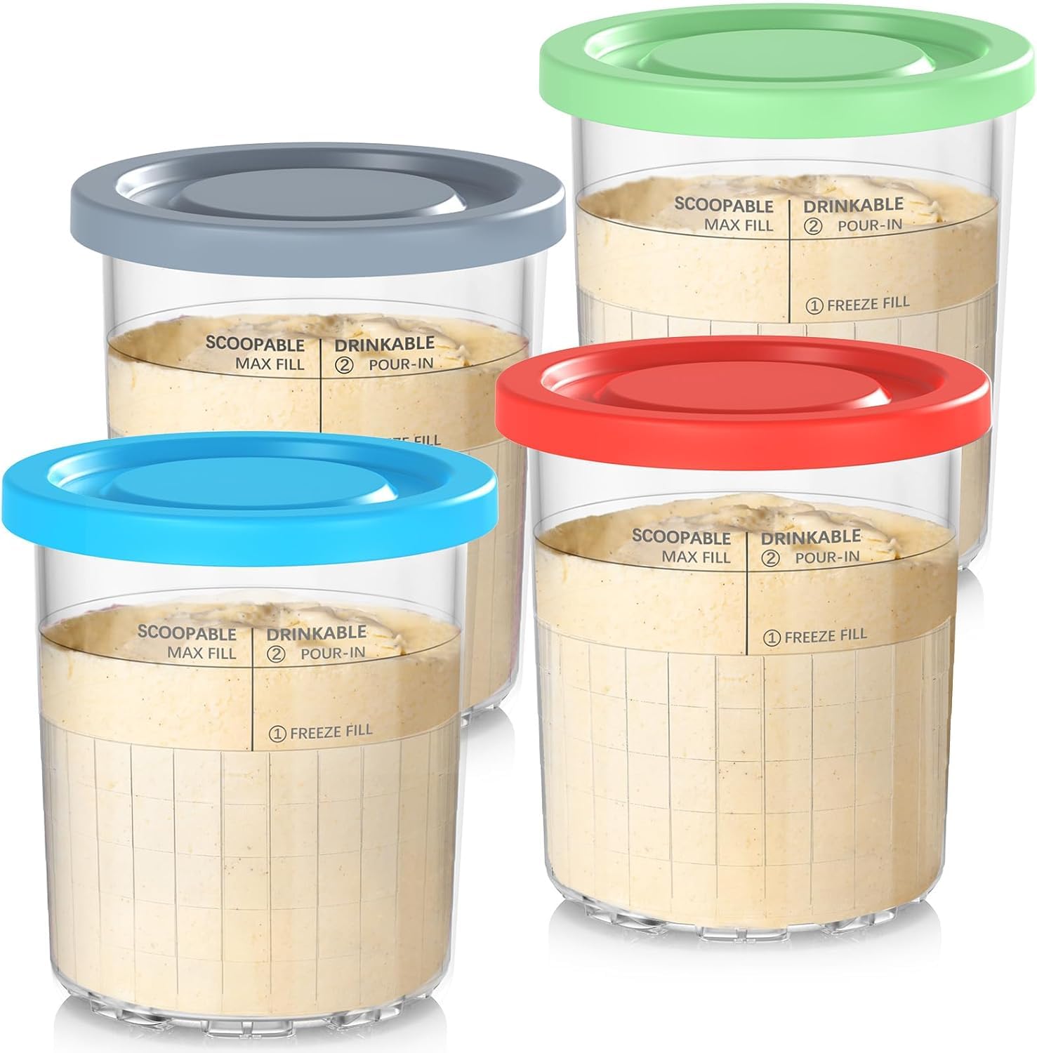 QVN Ninja Creami pint container 4-pack for organized storage and portioning.