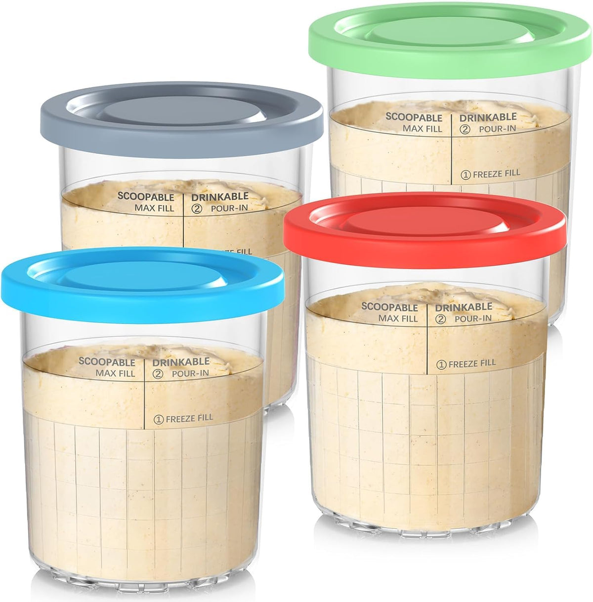 QVN Ninja Creami pint container 4-pack for organized storage and portioning.