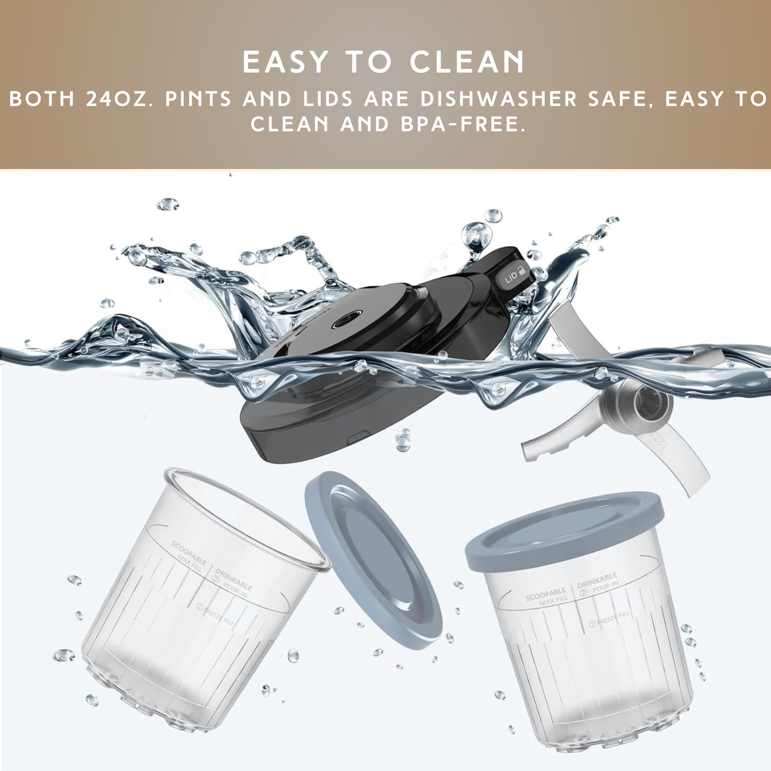 QVN Ninja Creami stackable pint containers save cabinet space.