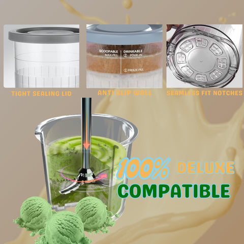 QVN Ninja Creami transparent pint for visible contents and easy recognition.