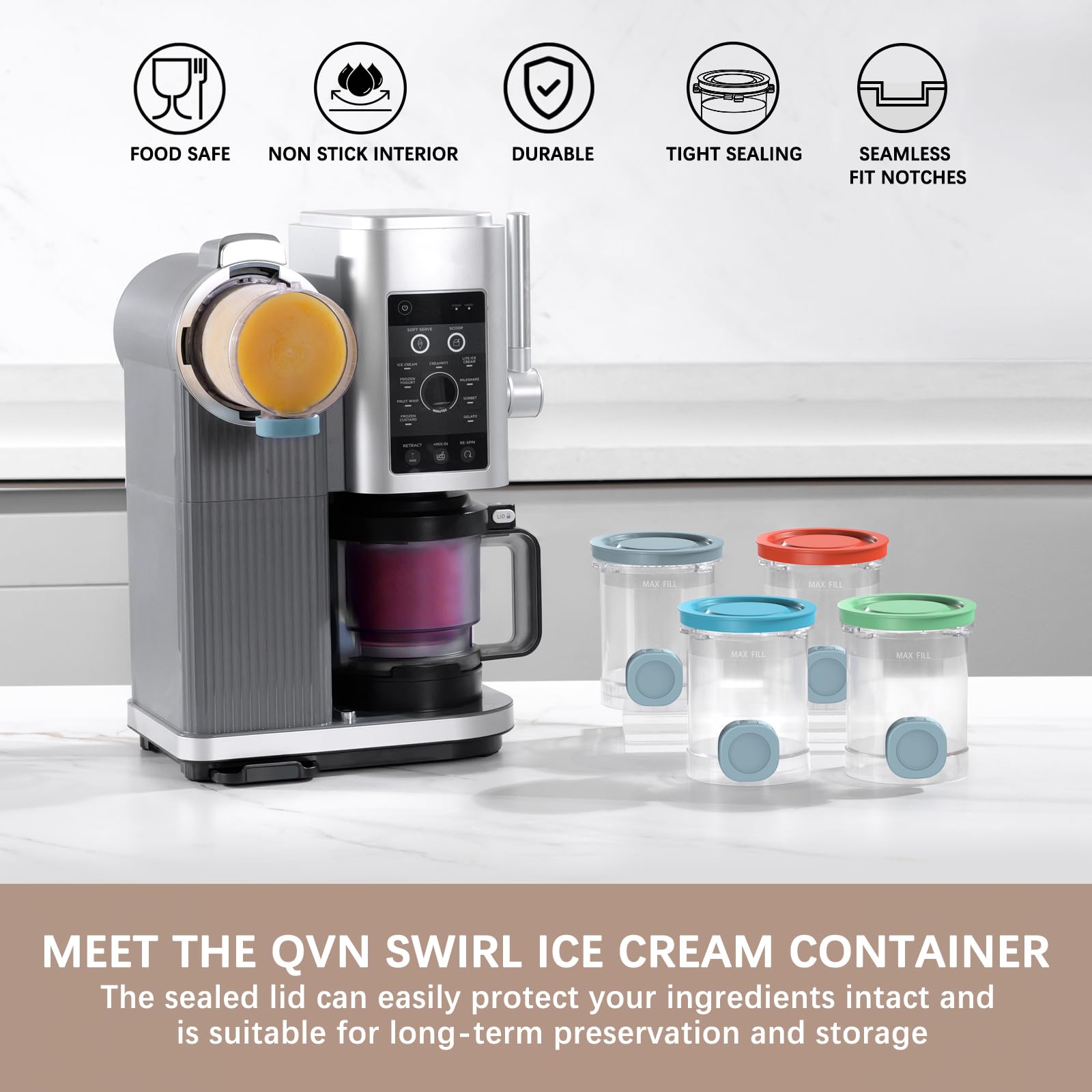 QVN Ninja Swirl Pint silicone lid for secure, leak-free storage