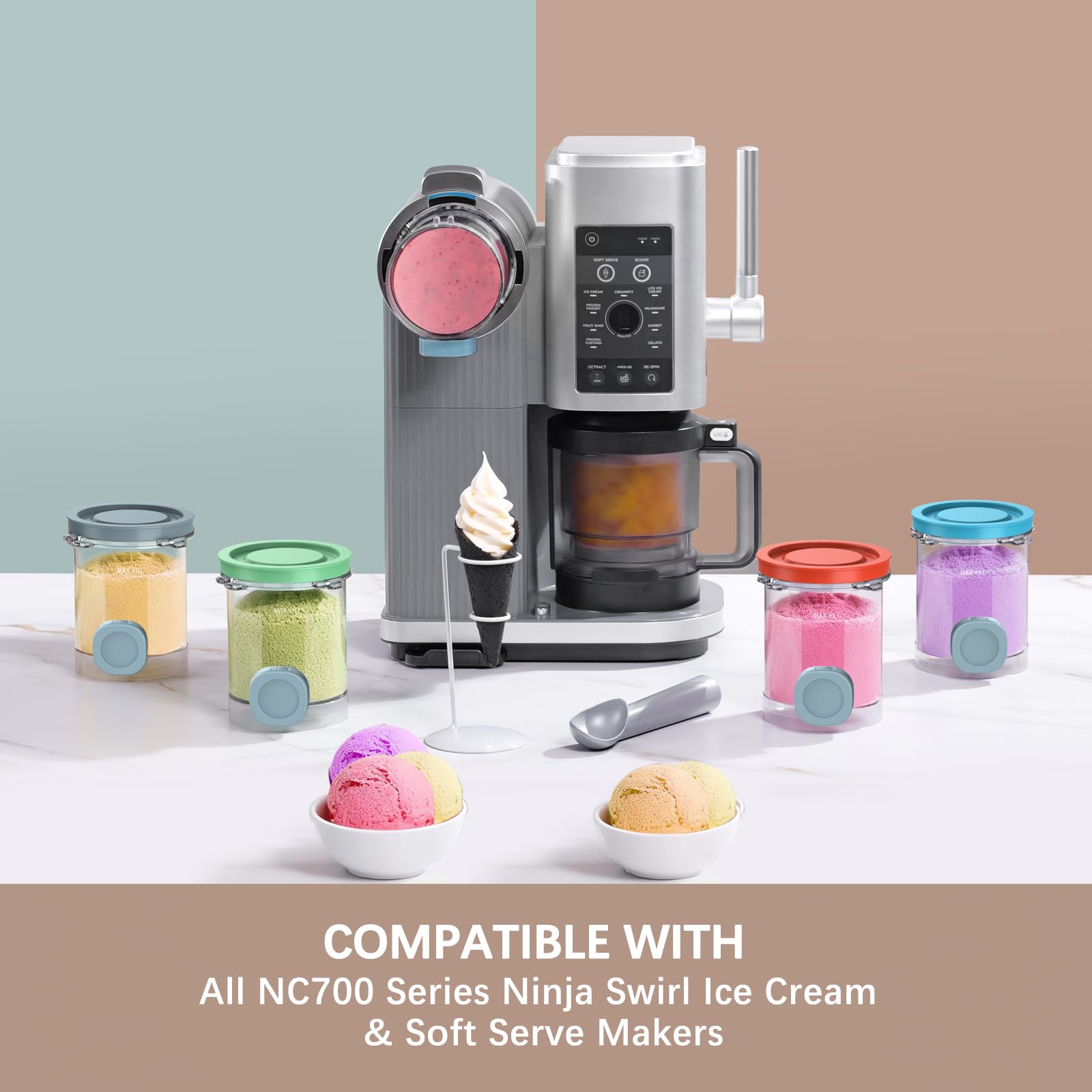 QVN Ninja Swirl Pint stackable design saves freezer space