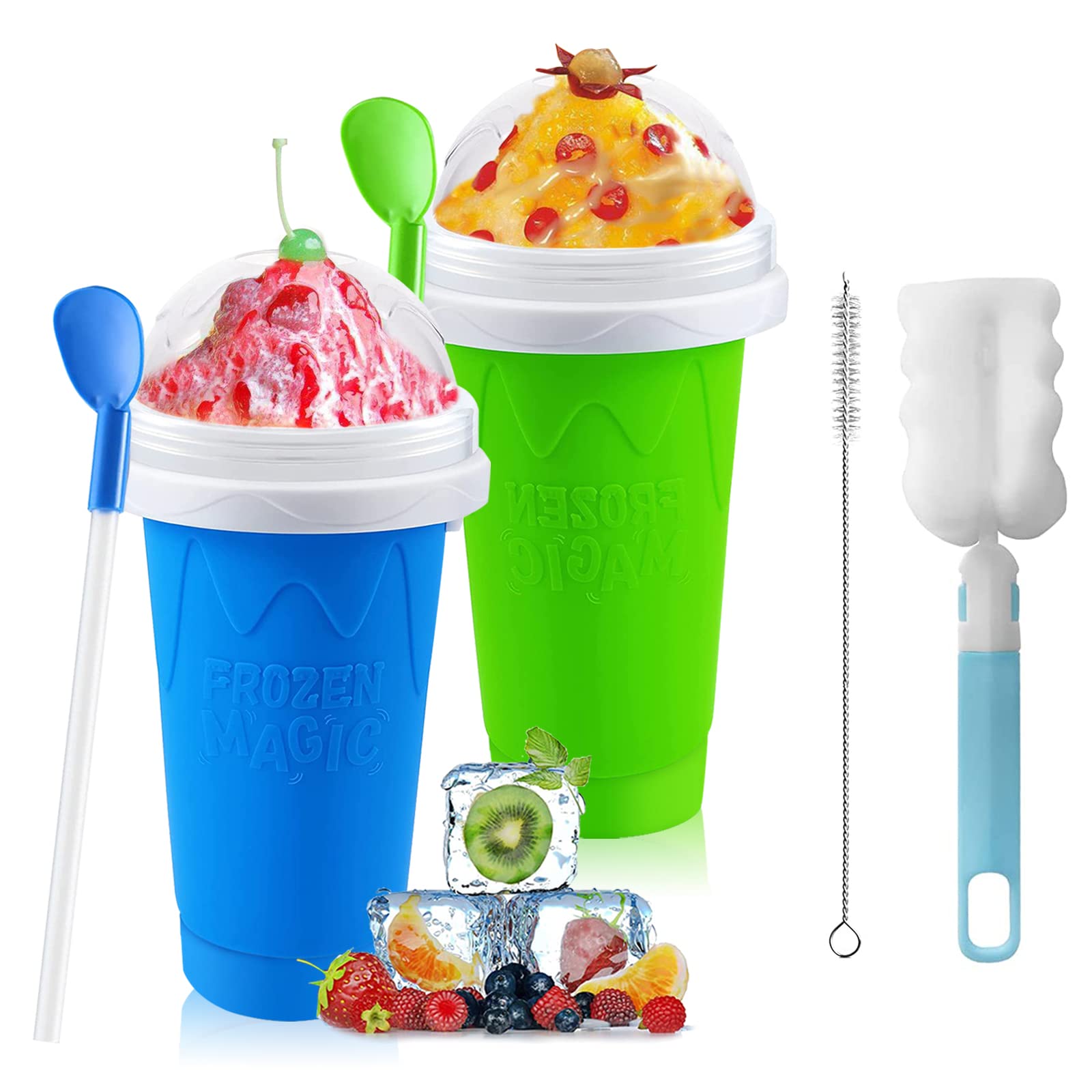 QwayHome slushie cup green keeps drinks cold for kids