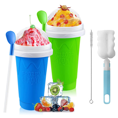 QwayHome slushie cup green keeps drinks cold for kids