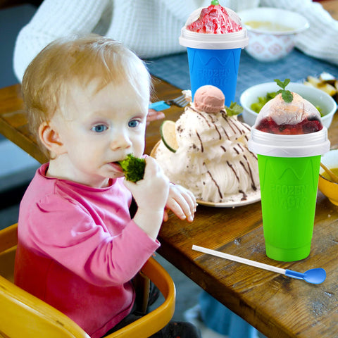 QwayHome slushie cup spoon-straw combo for easy sipping and scooping