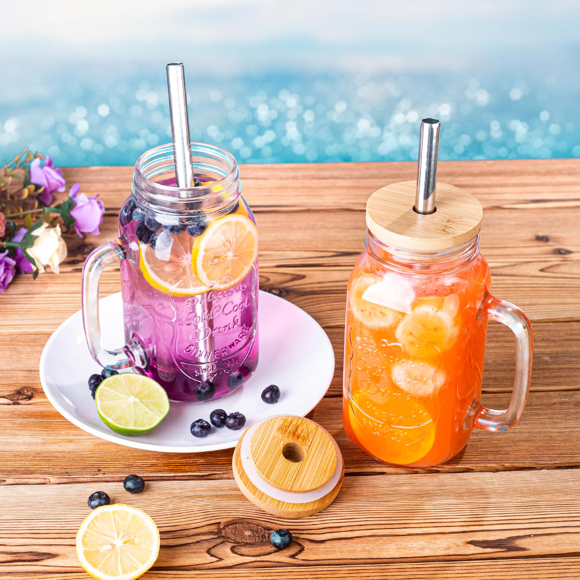 QWEZXO stainless steel straws with mason jar for reusable sipping
