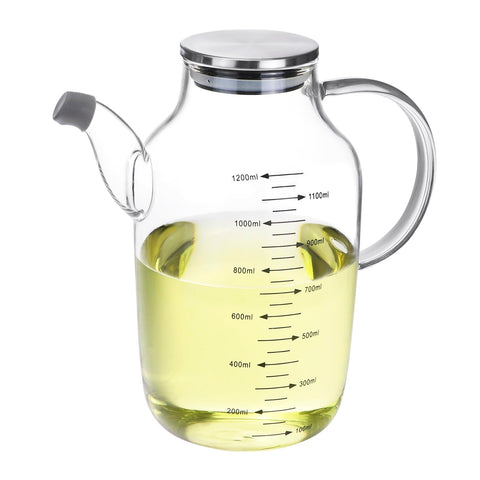 QWORK 1200ml glass oil bottle with eagle-spout for precise, drip-free pouring