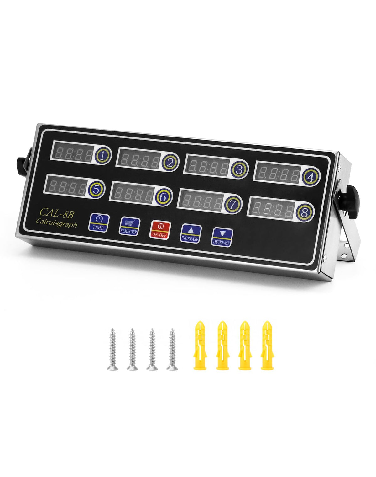 QWORK digital kitchen timer 8-channel front panel for precise multitasking in busy kitchens.