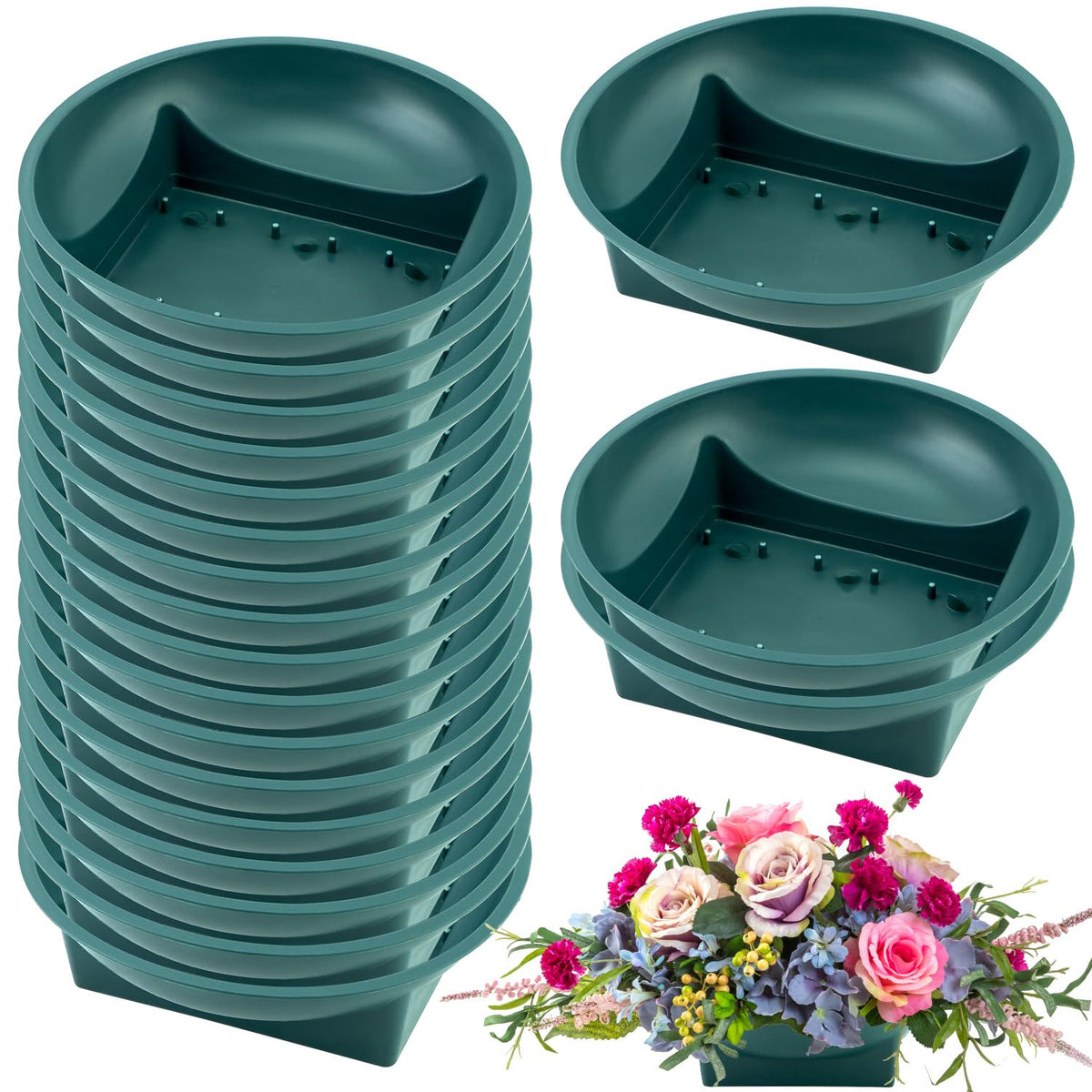 QWORK floral bowls green 6-3-inch for spacious centerpieces and bold designs.