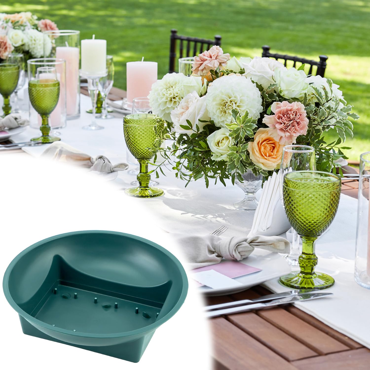 QWORK flower arrangement containers green for home or office decor.