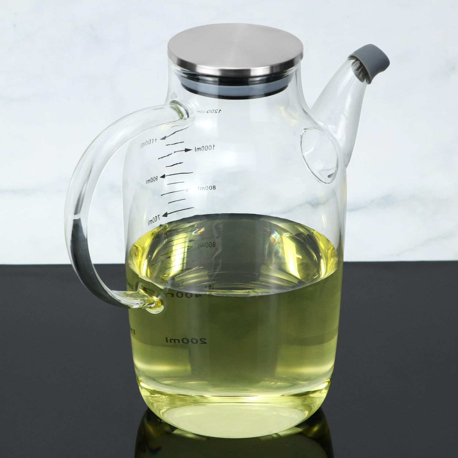 QWORK glass bottle with stainless steel lid for durable storage