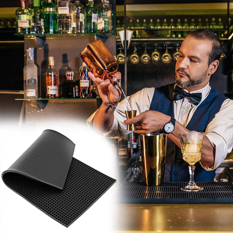 QWORK rubber bar mat protects glassware and surfaces during service