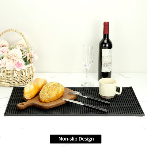 QWORK mat features recessed surface for secure glass placement