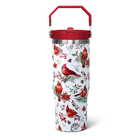 qwpmvhsak 30oz red cardinal tumbler with handle and lid keeps beverages at ideal temperatures.