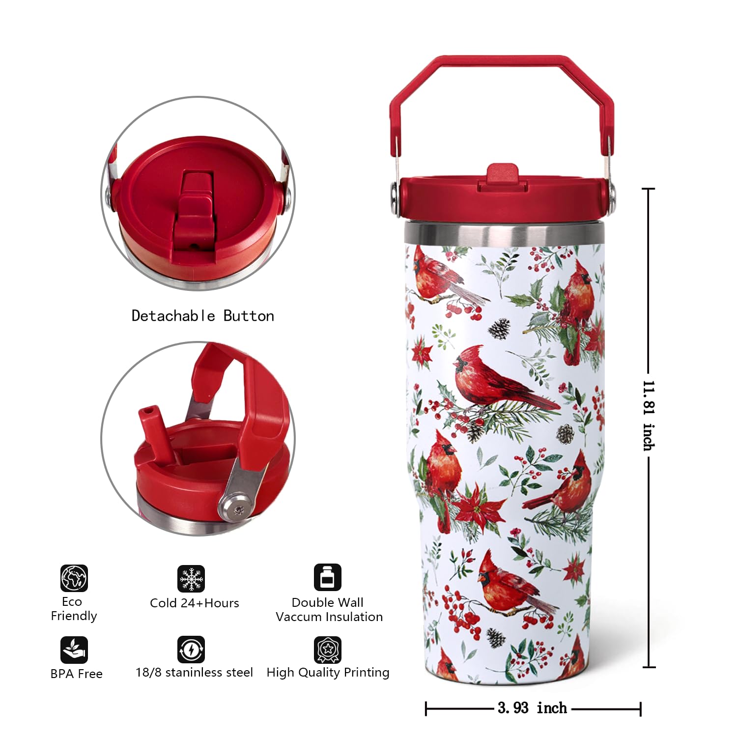 qwpmvhsak stainless steel straws pair with the cardinal mug for eco-friendly sipping.