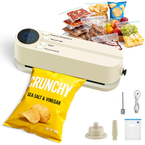 QWUE vacuum sealer mini compact on counter for easy storage.