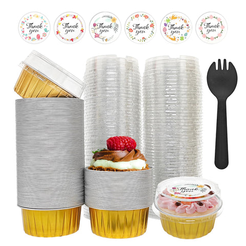 QZV aluminum cupcake liners with lids, 100-pack, ideal for organized baking and gifting.