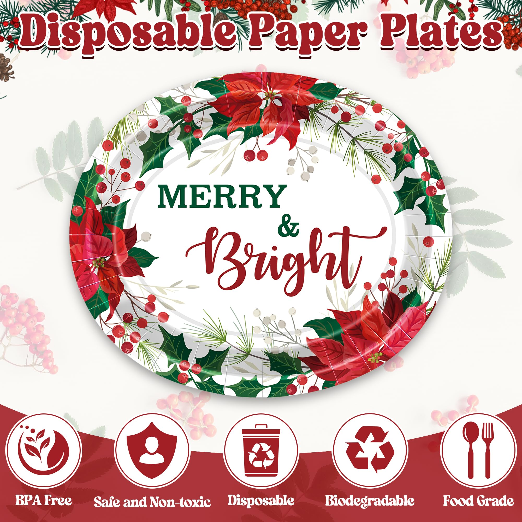 QZYL Merry Bright slogan plates add cheerful style to winter gatherings.