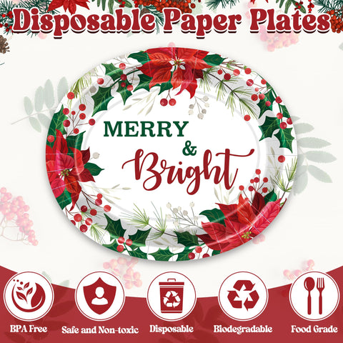 QZYL Merry Bright slogan plates add cheerful style to winter gatherings.