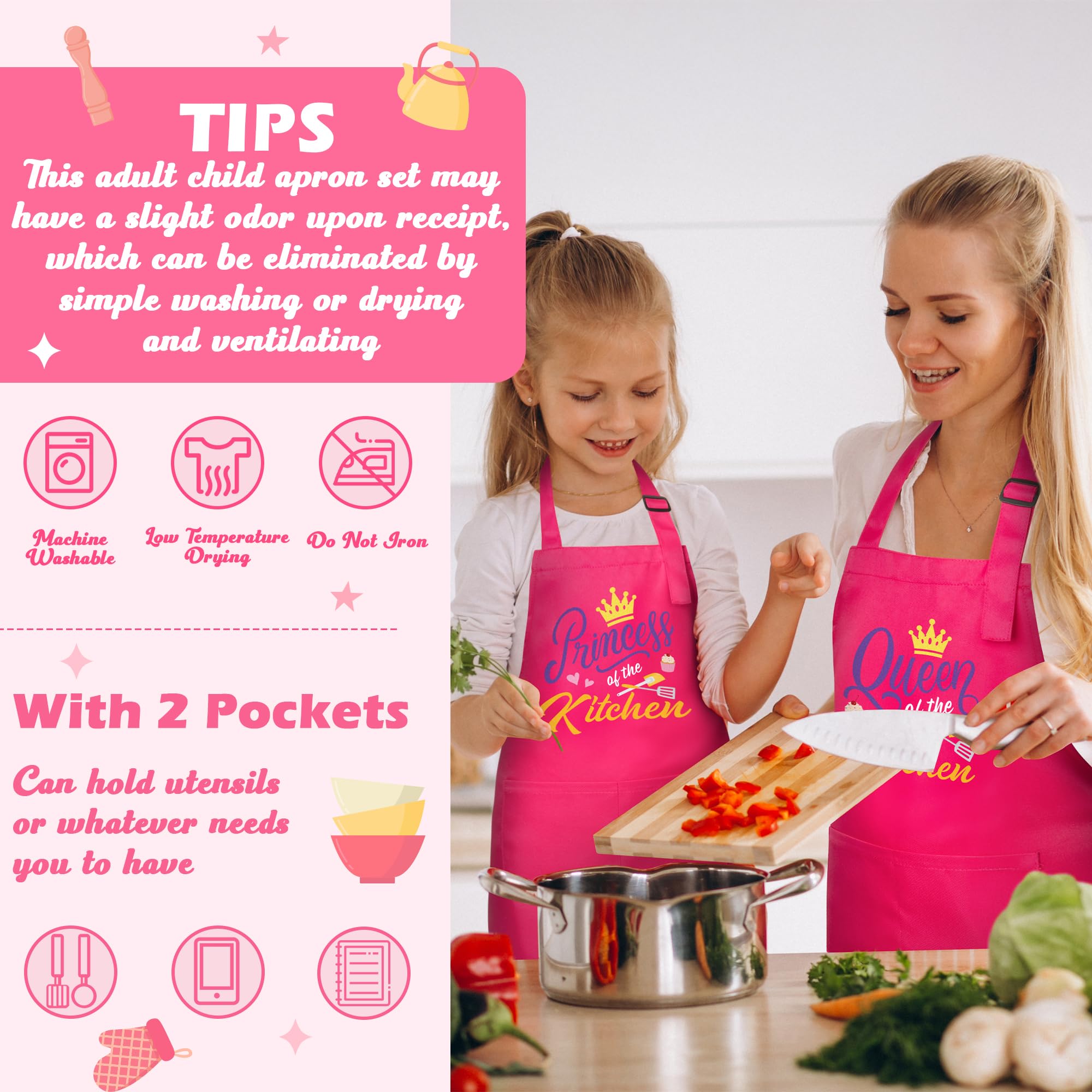 R HORSE child rose-red apron designed for kids' baking and crafts
