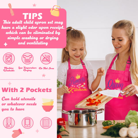 R HORSE child rose-red apron designed for kids' baking and crafts