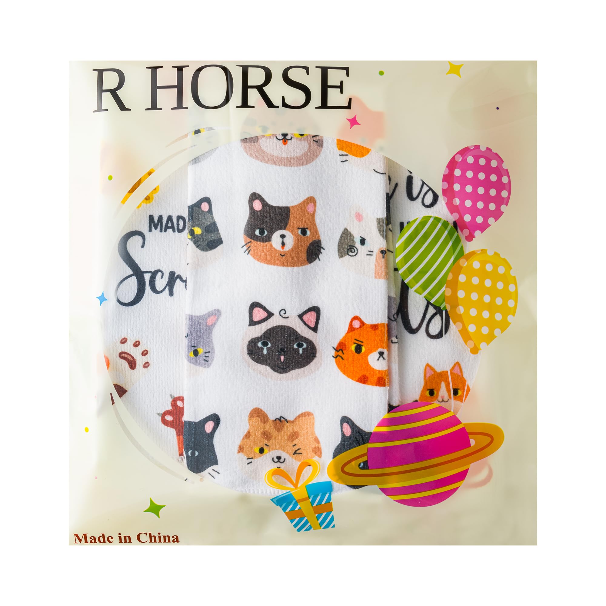 R HORSE 15.8 x 23.6 inch towels in action covering spills.