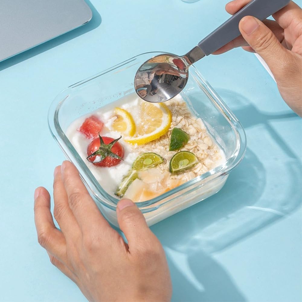 R.repad yay 2 cup square glass container with airtight lid keeps portions fresh.