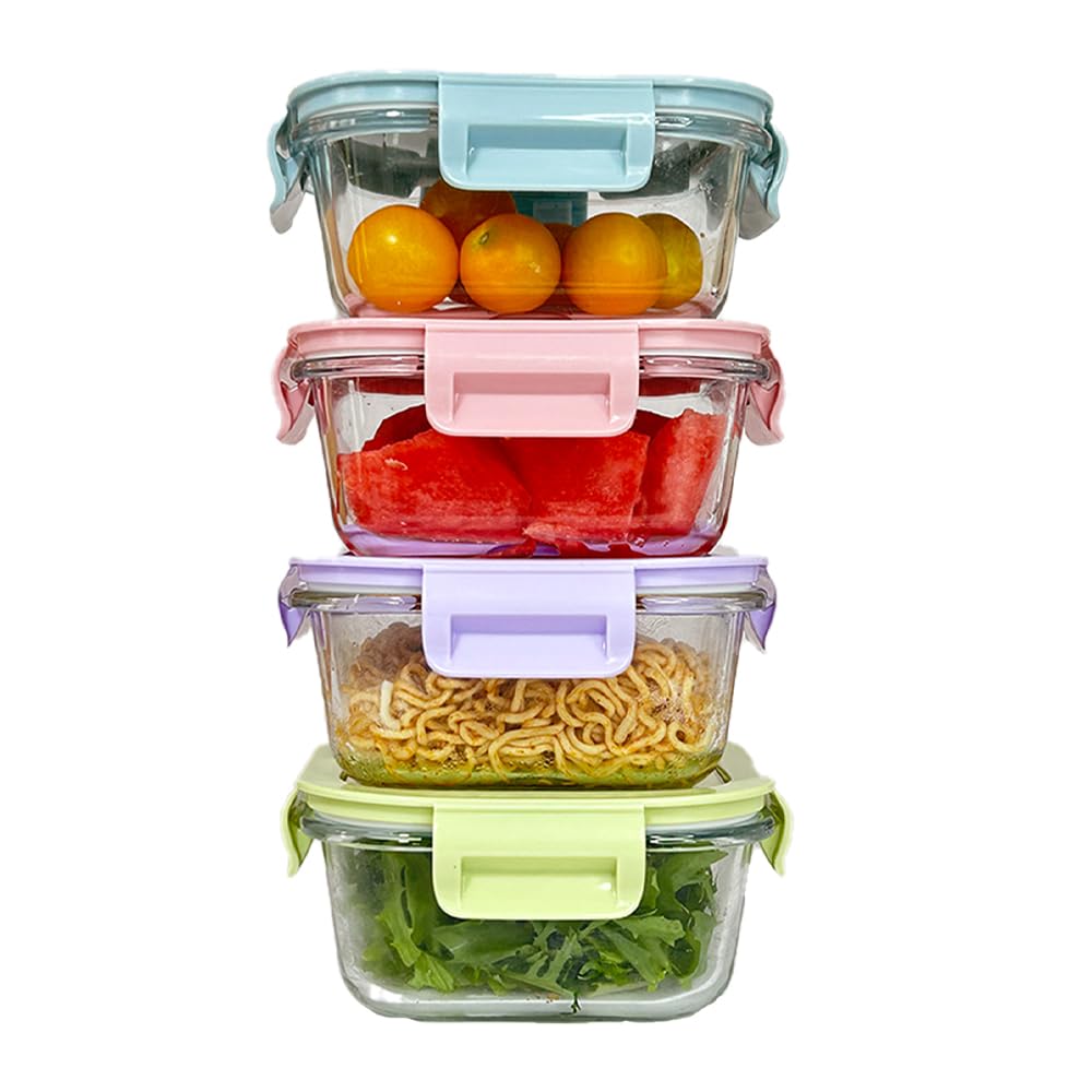 R.repad yay square glass meal prep container stacks neatly to save space.