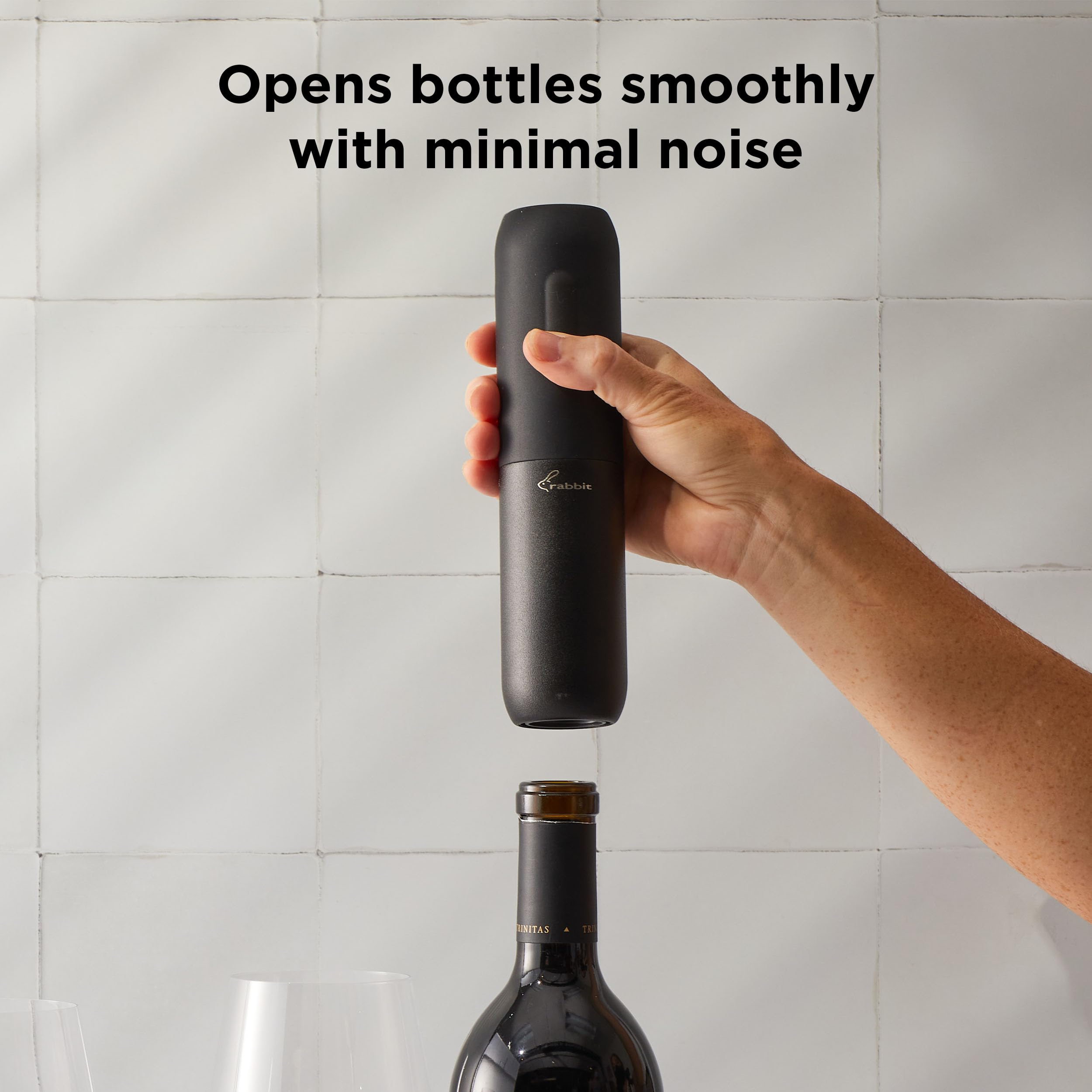 Rabbit built-in foil cutter base streamlines bottle opening