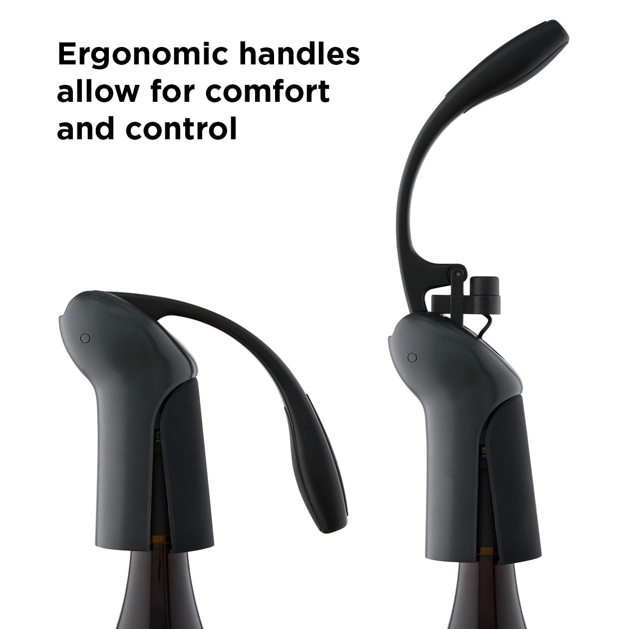Rabbit corkscrew in use uncorking a bottle with smooth leverage
