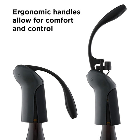 Rabbit corkscrew in use uncorking a bottle with smooth leverage