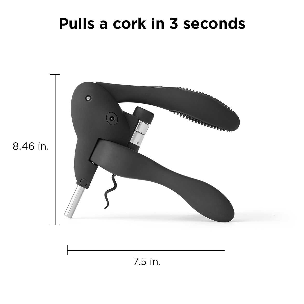 Rabbit corkscrew in action pulls a cork quickly for smooth openings